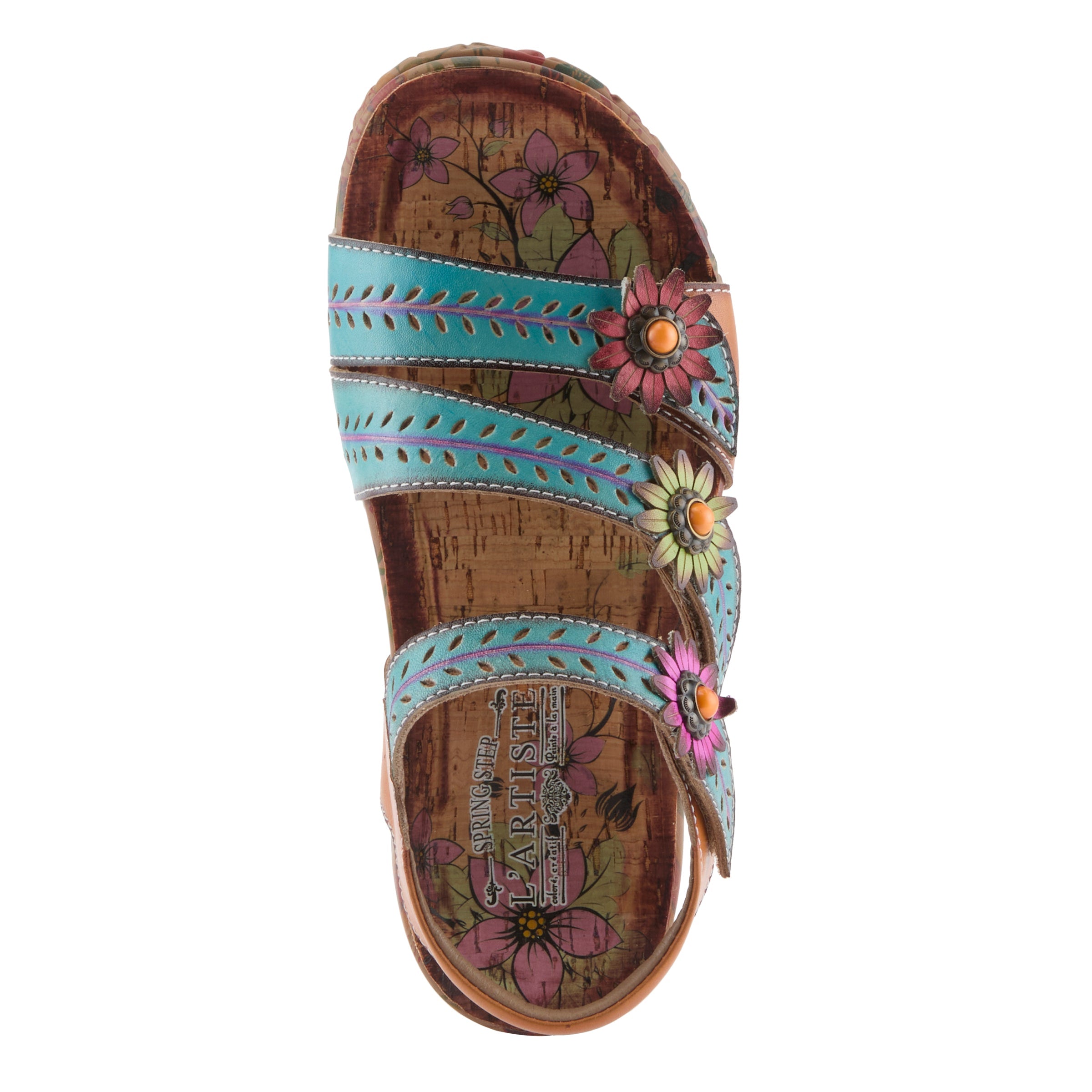 L'Artiste L'ARTISTE ANEWTRIO SANDALS sandal in turquoise multi with handcrafted leather design