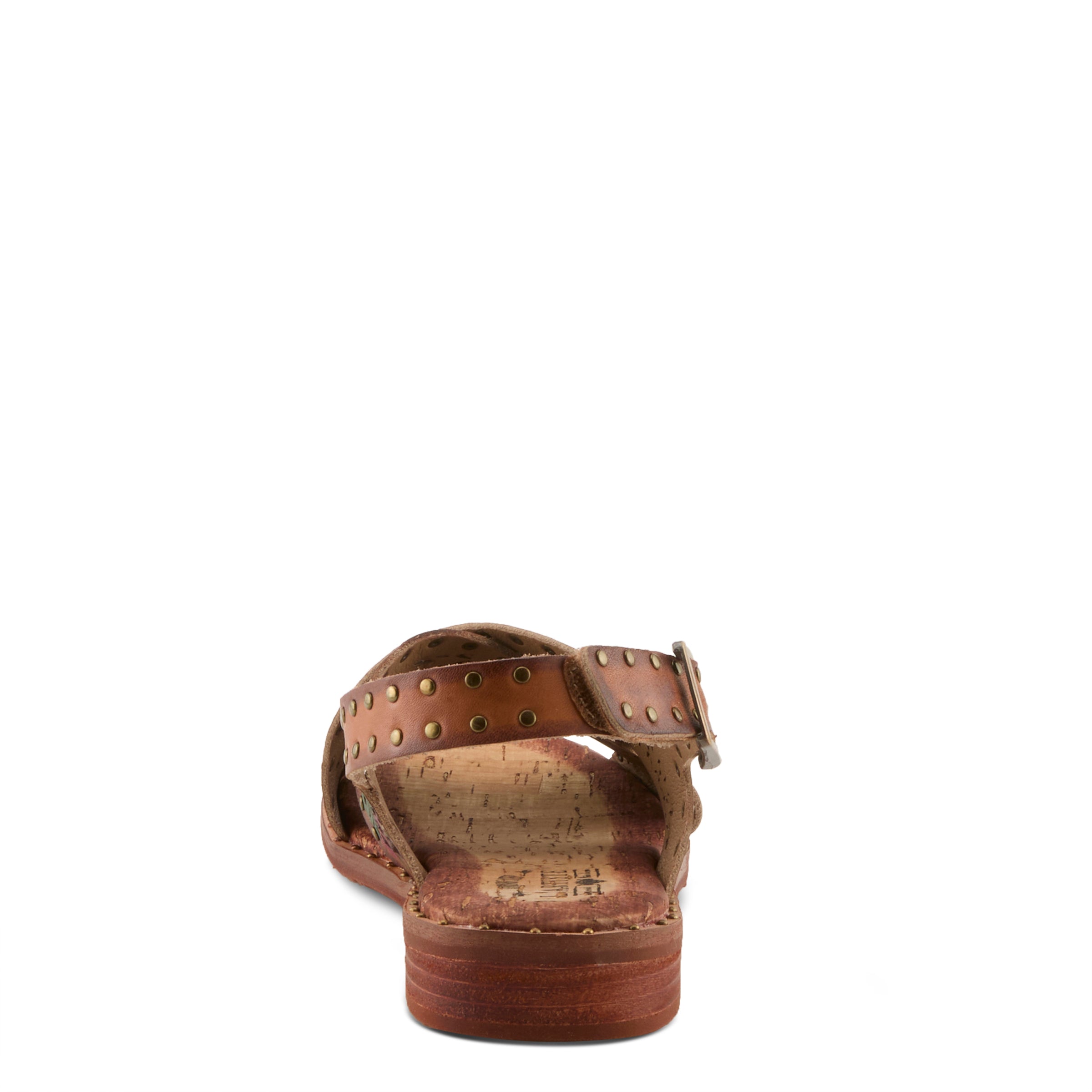 L'Artiste L'ARTISTE CROSSROADS SANDAL sandal in brown multi with handcrafted leather design