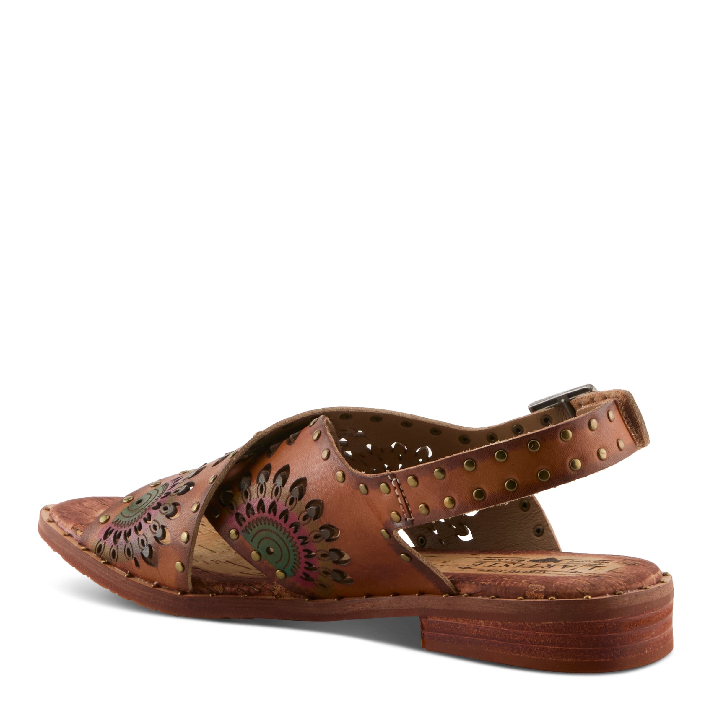 L'Artiste L'ARTISTE CROSSROADS SANDAL sandal in brown multi with handcrafted leather design