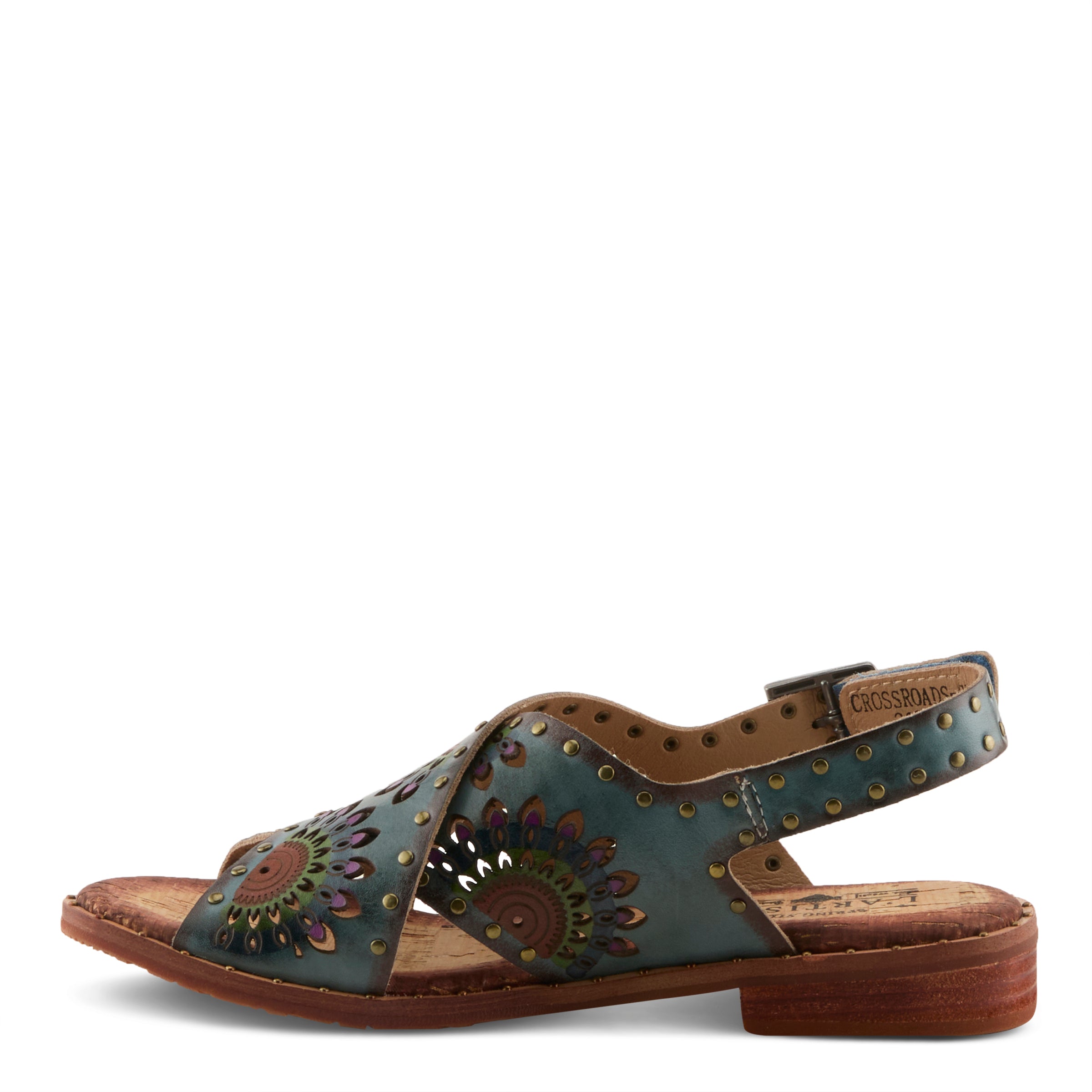 L'Artiste L'ARTISTE CROSSROADS SANDAL sandal in grey multi with handcrafted leather design