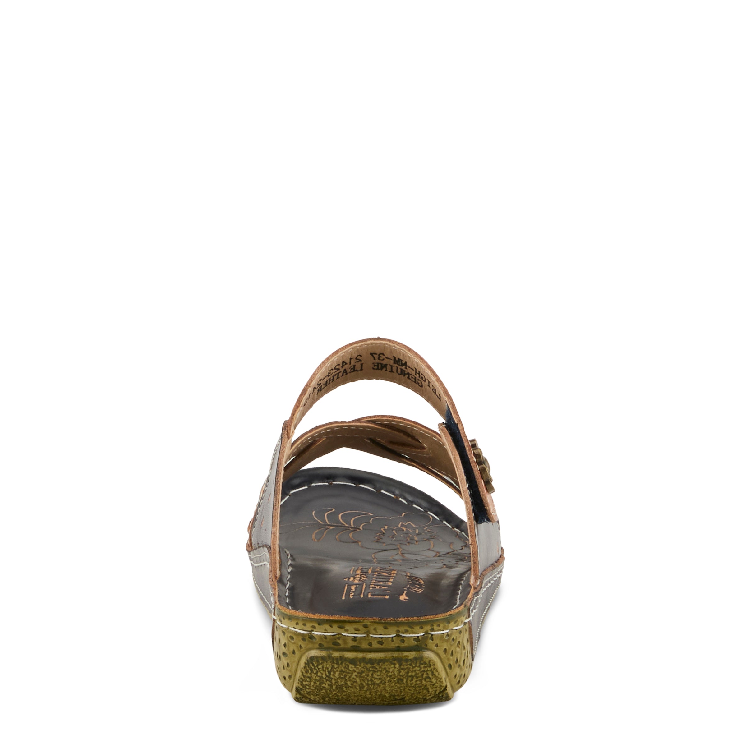 L'Artiste L'ARTISTE LEIGH SLIDE SANDAL sandal in navy multi with handcrafted leather design