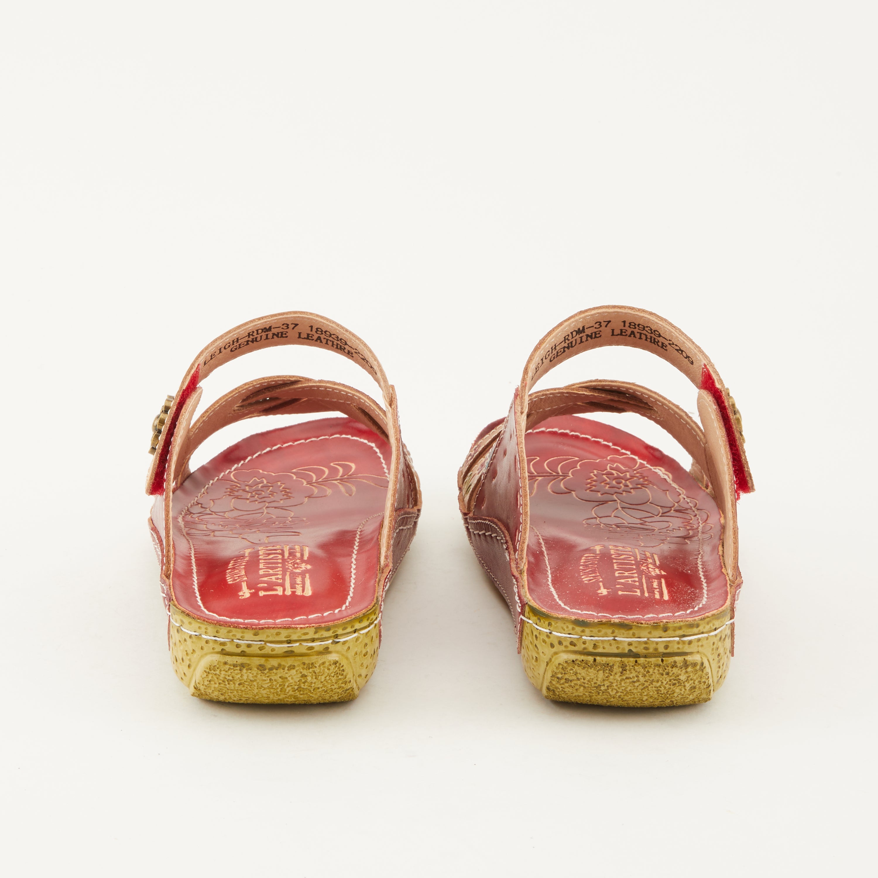 L'Artiste L'ARTISTE LEIGH SLIDE SANDAL sandal in red multi with handcrafted leather design