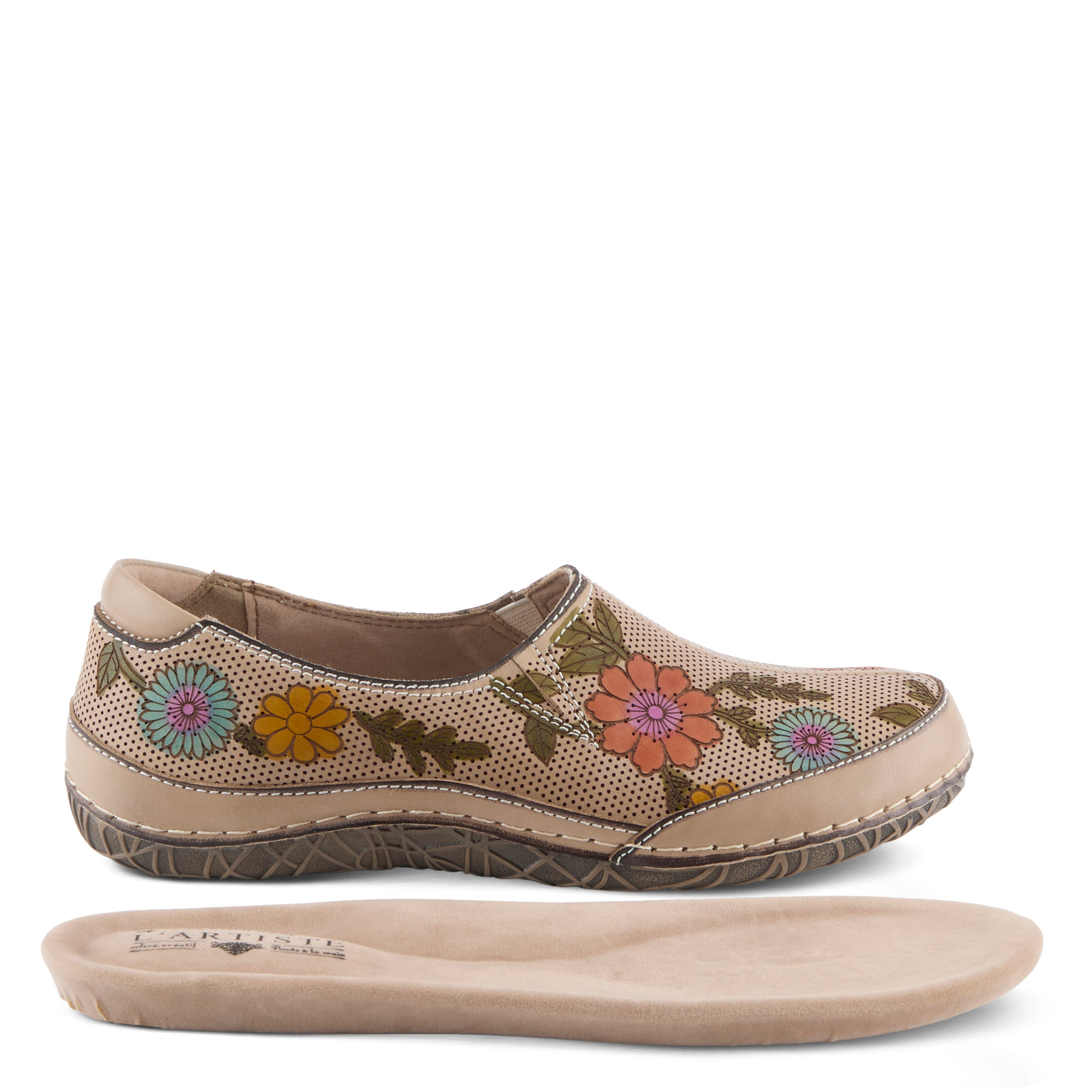L'Artiste L'ARTISTE LIBORA-DELITE SHOES shoe in beige multi with handcrafted leather design