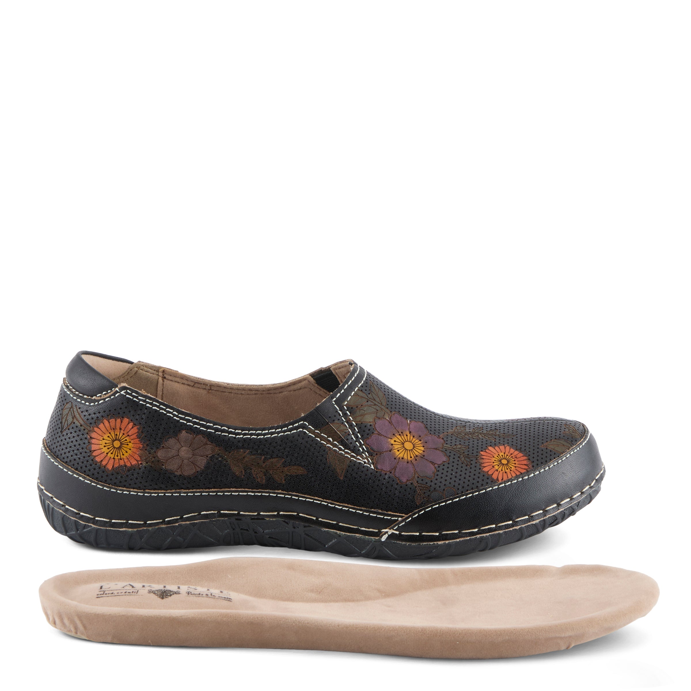 L'Artiste L'ARTISTE LIBORA-DELITE SHOES shoe in black multi with handcrafted leather design