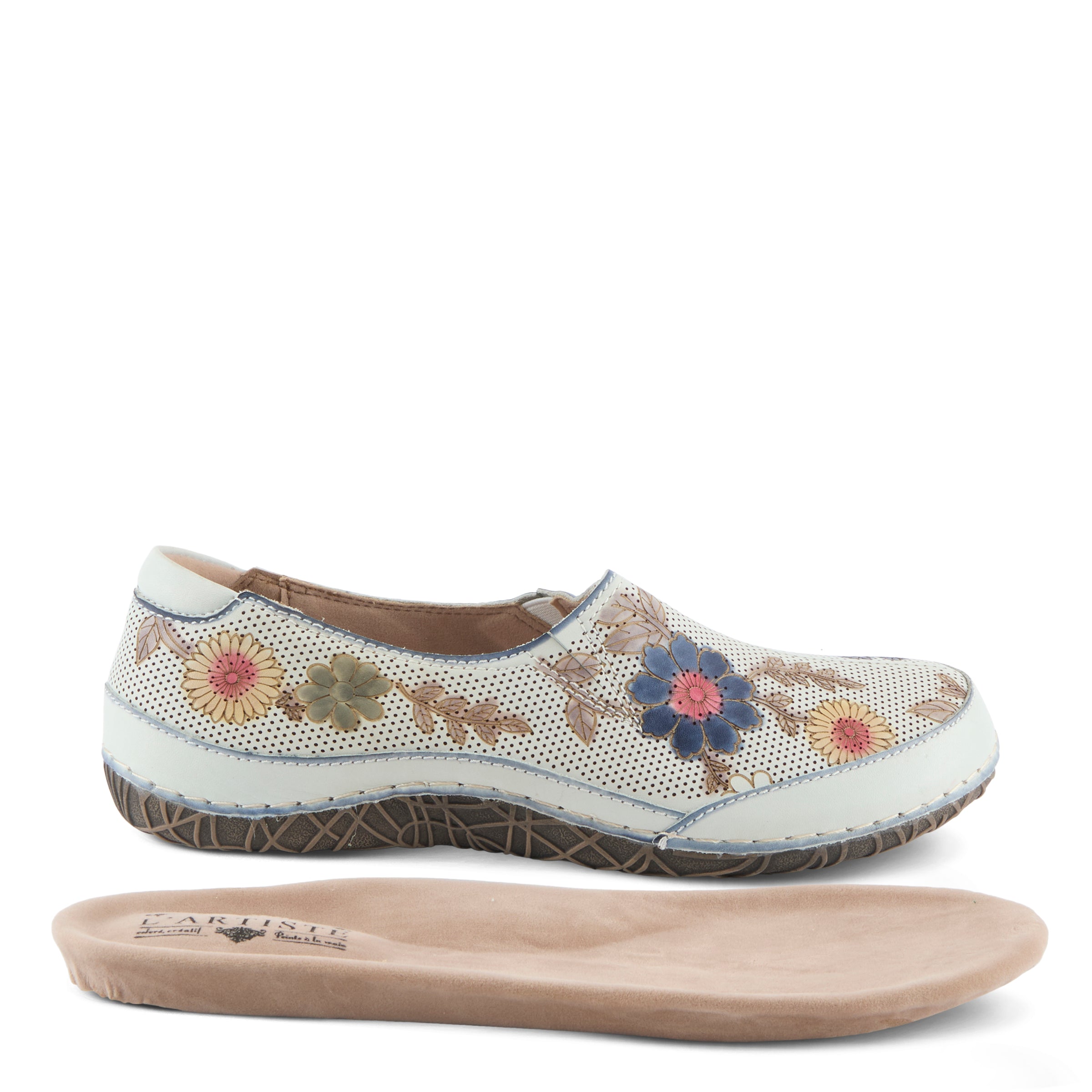 L'Artiste L'ARTISTE LIBORA-DELITE SHOES shoe in off white multi with handcrafted leather design