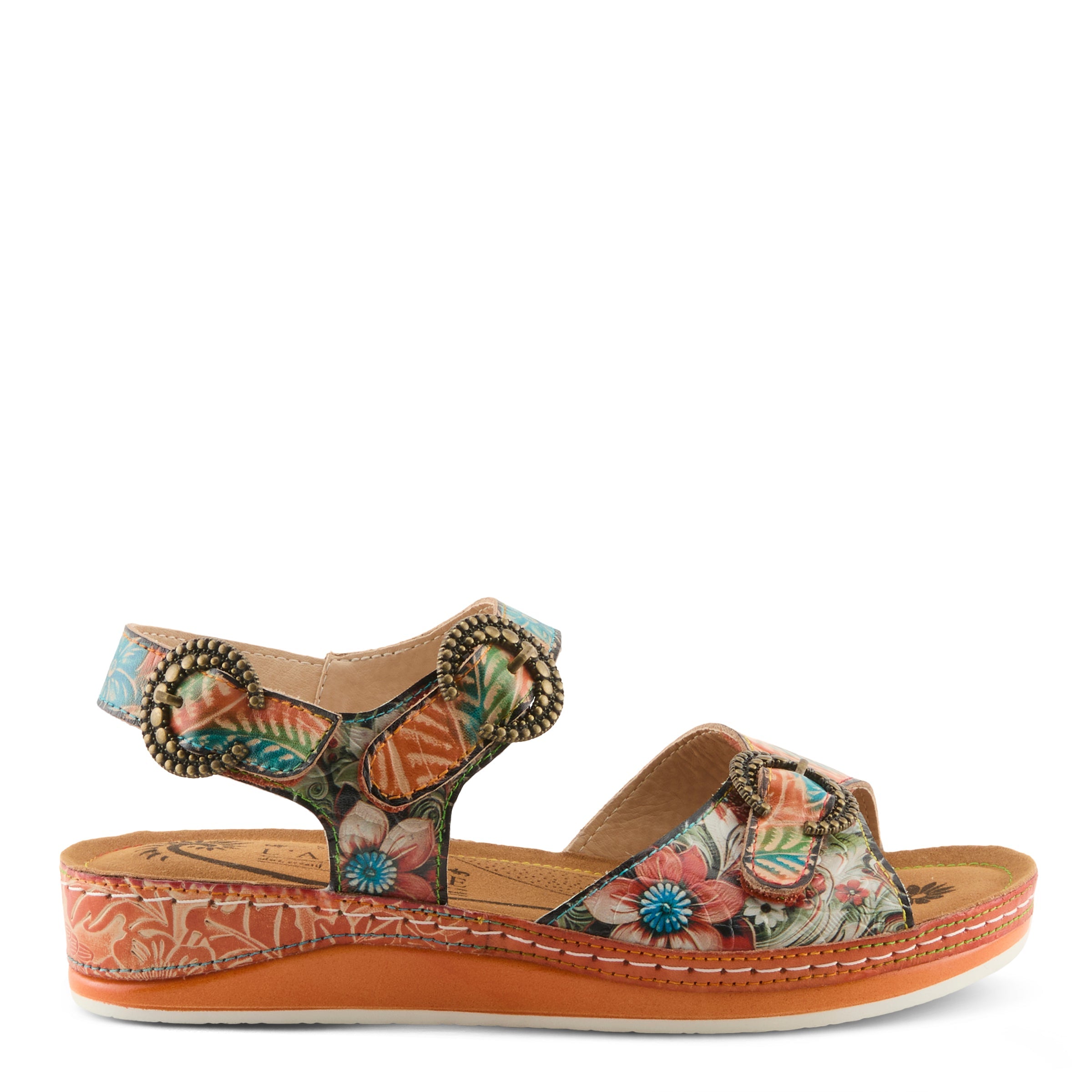 L'Artiste L'ARTISTE OFFTRAK SANDALS sandal in blue multi with handcrafted leather design