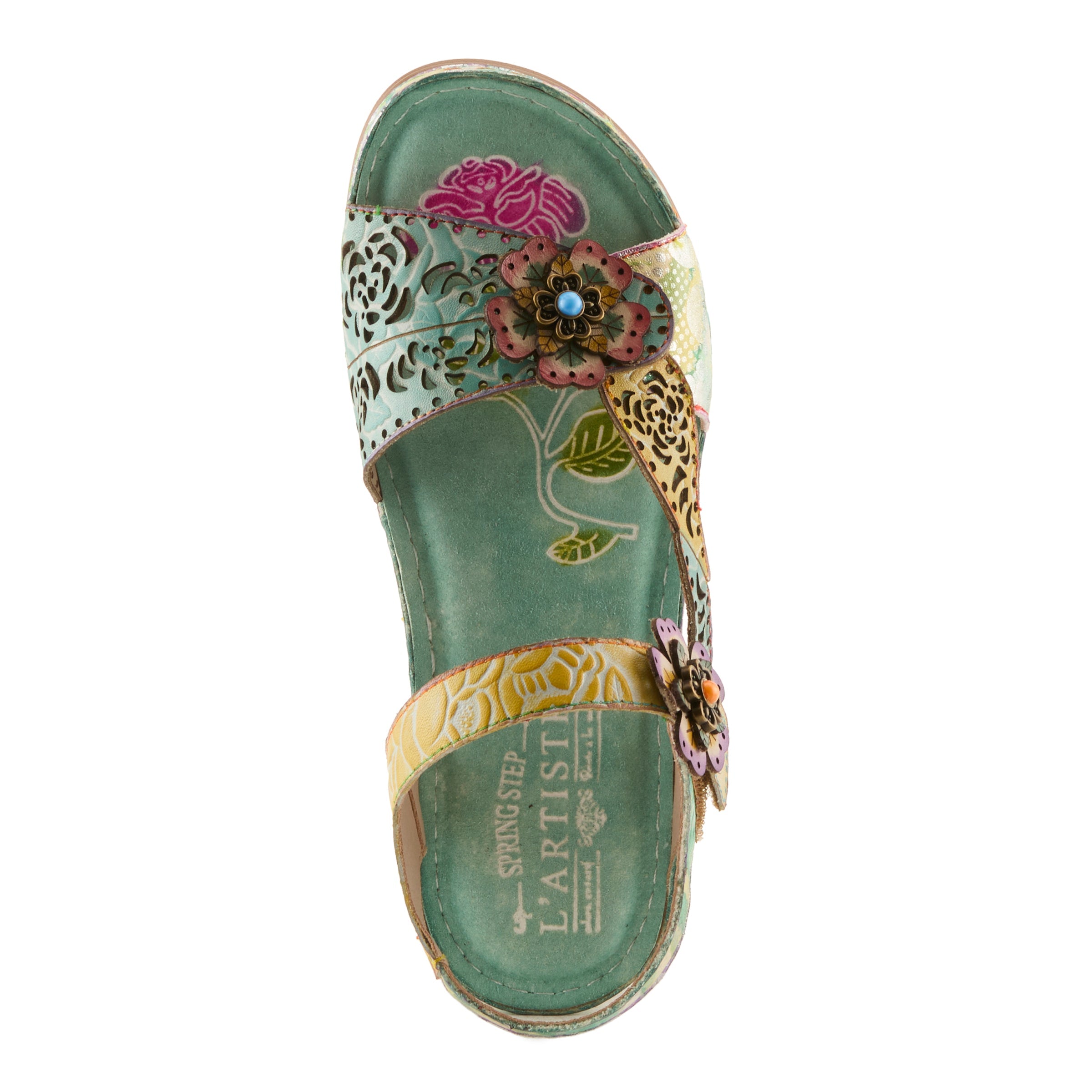 L'Artiste L'ARTISTE SCRIPT SANDALS sandal in blue multi with handcrafted leather design