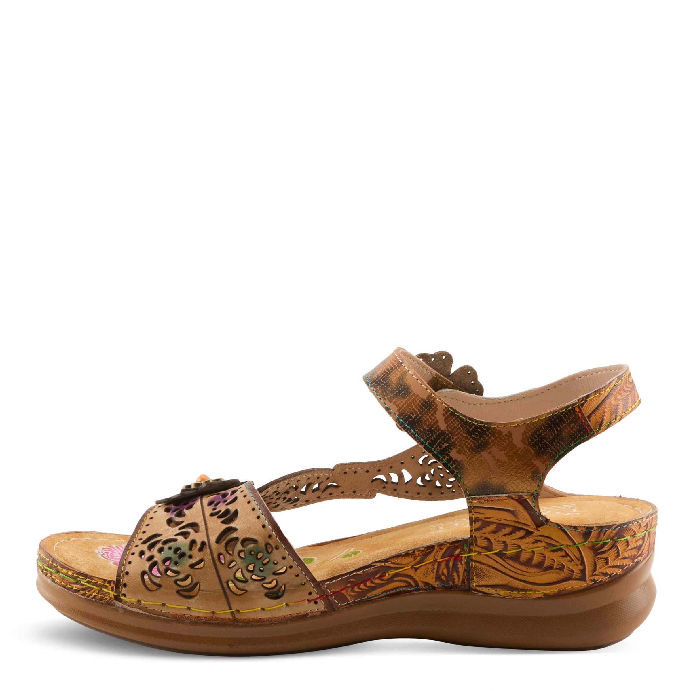 L'Artiste L'ARTISTE SCRIPT SANDALS sandal in blue multi with handcrafted leather design