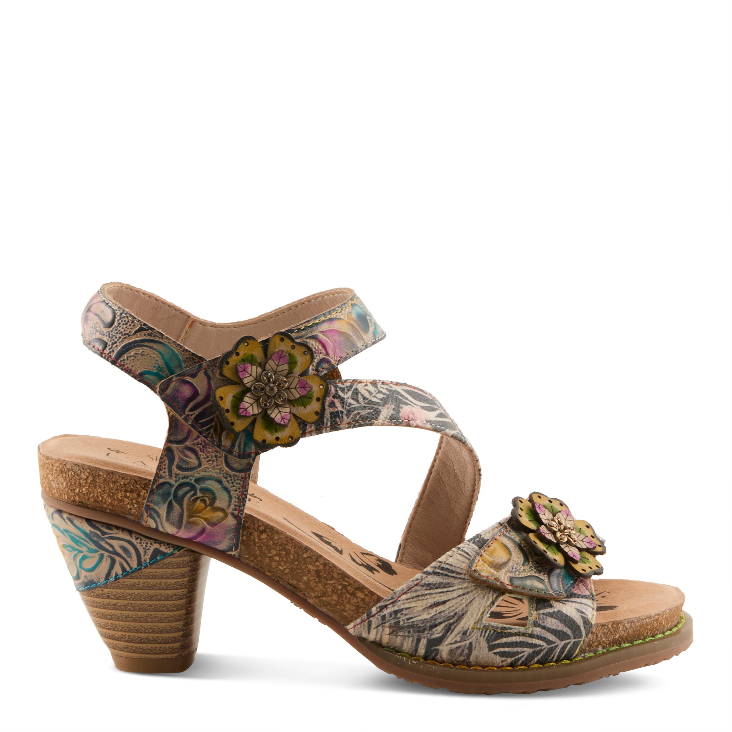 L'Artiste L'ARTISTE SHESFAB SANDALS sandal in navy multi with handcrafted leather design