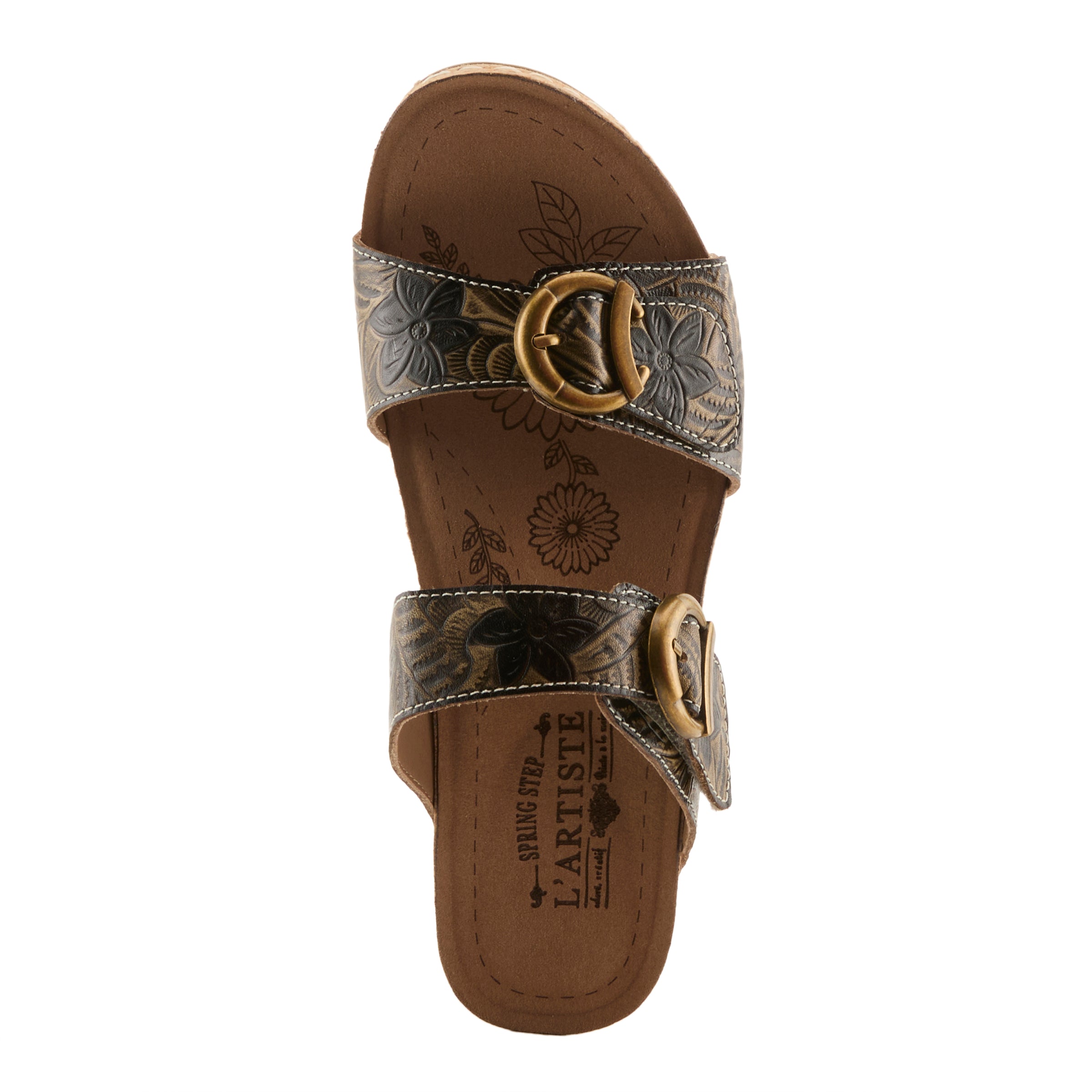 L'Artiste L'ARTISTE THEBRASSRING SANDALS sandal in dark red multi with handcrafted leather design