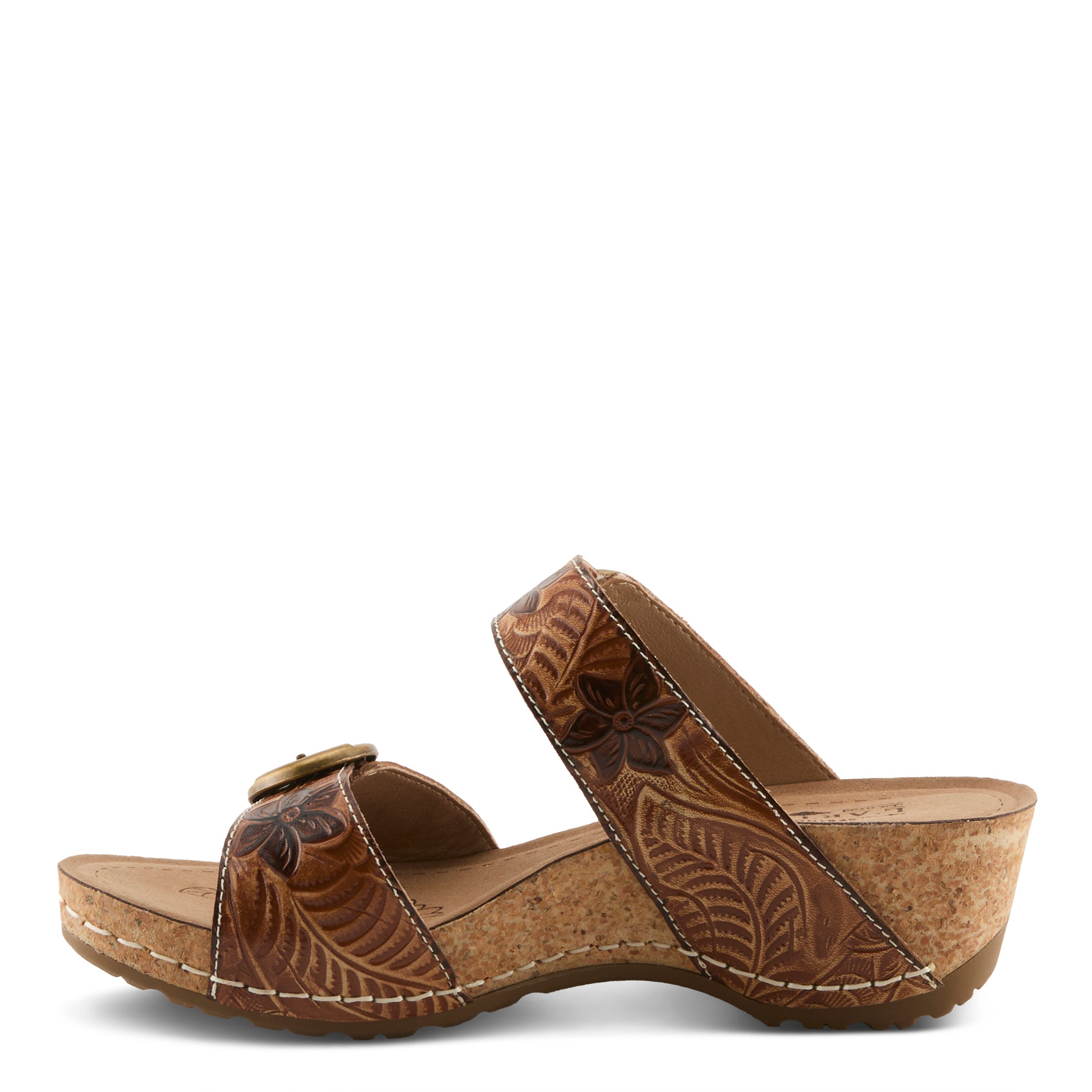 L'Artiste L'ARTISTE THEBRASSRING SANDALS sandal in tan multi with handcrafted leather design